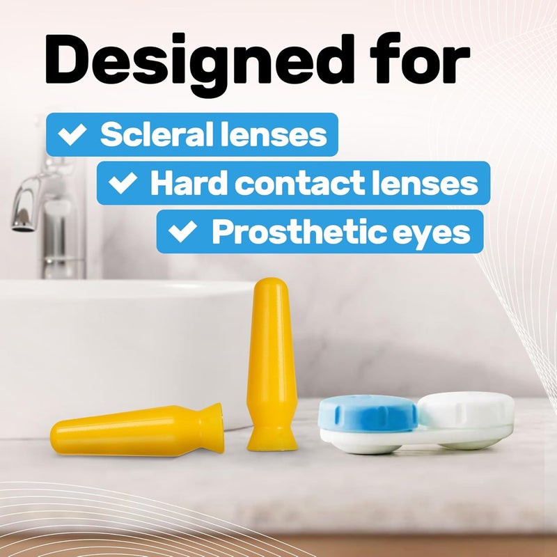 Samorillo [6 Pack] Scleral Lens Inserter + Remover - Ventless Contact Lens Applicator for Hard/RGP Lenses, Scleral Lenses & Prosthetic Eyes – Easy-Squeeze Suction Tool, Upgraded with Plastic Travel Case - Image 2